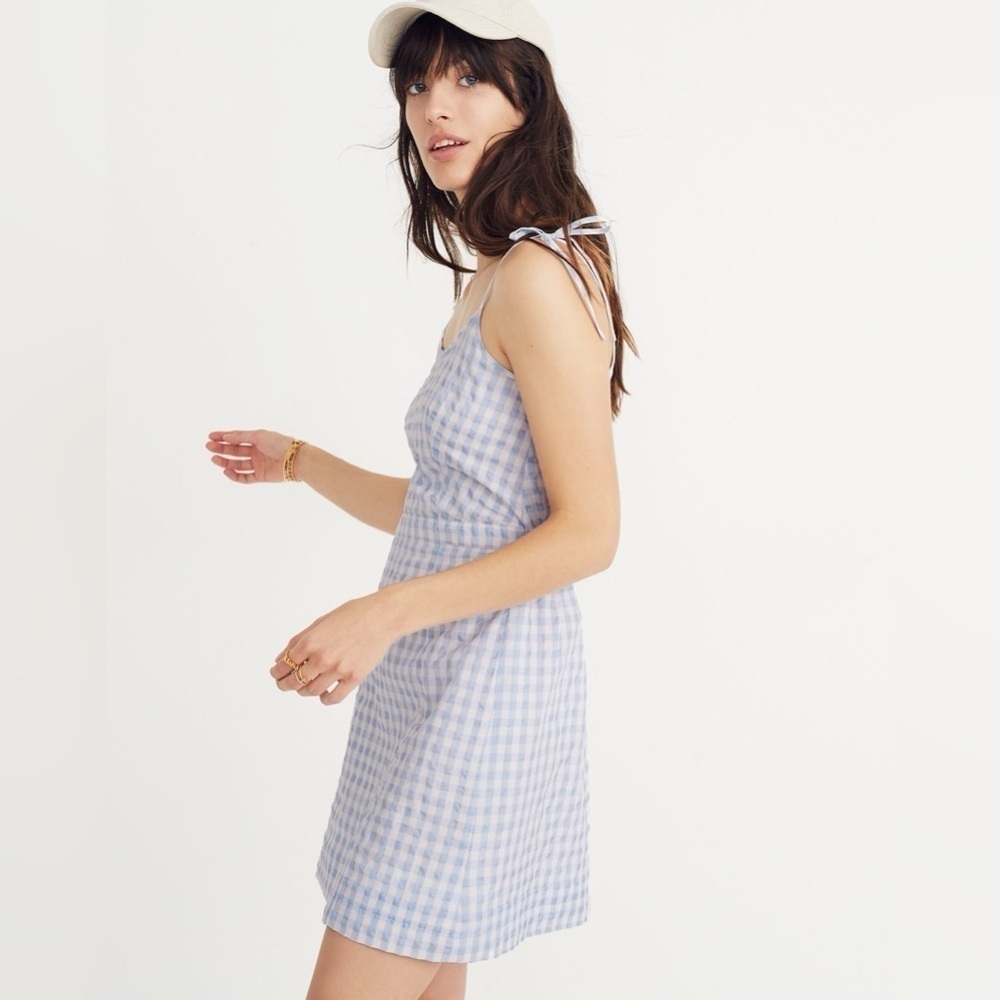 Madewell Gingham Tie-Strap Dress, Size 0